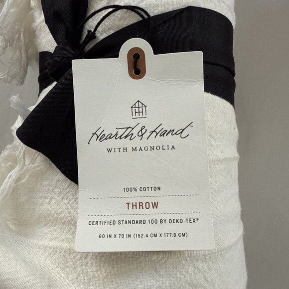 New Hearth & Hand Cream with Black Stripes Throw Blanket 60"x70" - Picture 6 of 6